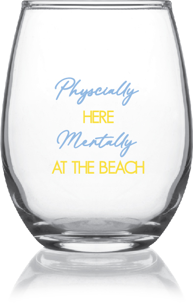 Beach Set A - 15oz Stemless Wine Glasses | Custom Drinkware